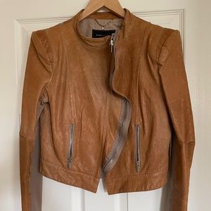 BCBG MAXAZRIA Women's CROPPED LEATHER MOTO JACKET